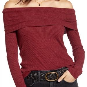 Burgundy off the shoulder top